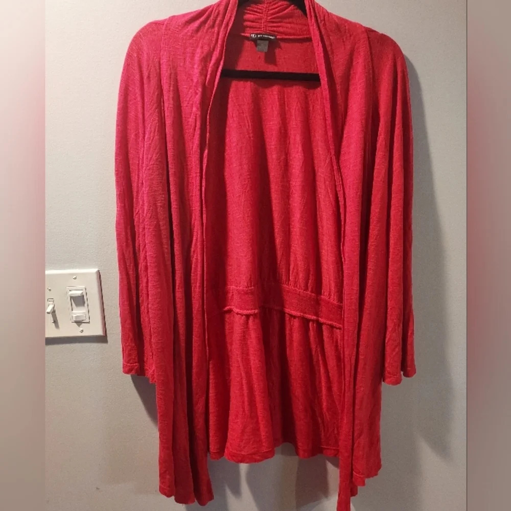 New Directions Red Open Front Long Sleeve Cardigan in Size XL